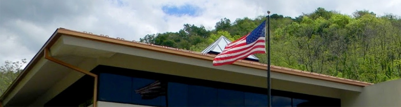 Flag in front of Bayer building