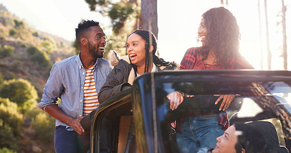 Group of friends in jeep