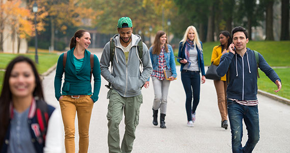 Students walking on campus